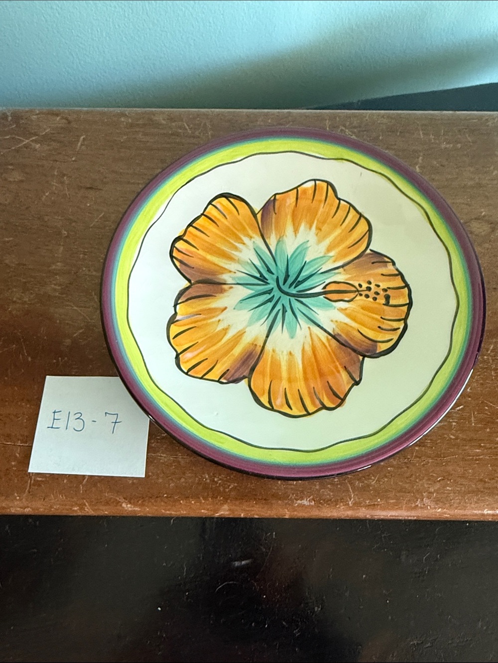 Hibiscus Pattern Appetizer Plate by Clay Art
